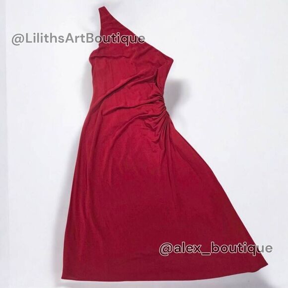 Laundry By Shelli Segal  One-shoulder Runch Midi Dress(C041)-Size 8 for Women - Picture 5 of 10